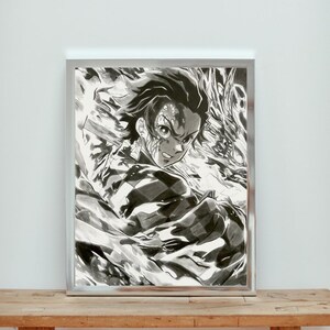 Tanjiro (Demon Slayer) ORIGINAL A3 (11,7 x 16,5 Zoll) Bleistiftzeichnung - handgefertigtes Kunstwerk-Poster