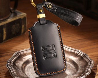 Étui porte-clés en cuir fait main pour Renault Clio Captur, Megane Kadjar, etc., étui à clés de voiture en cuir personnalisé, cadeau d'anniversaire pour lui