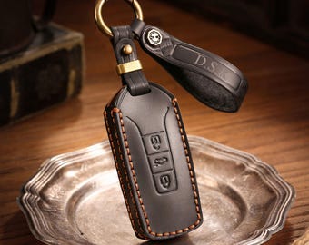 Personalized Leather Key Fob Cover Fit for Volkswagen Touareg, Handmade Leather Car Key Case, Birthday Gift for Him