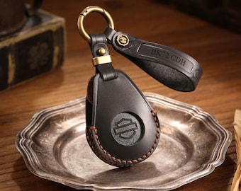 Personalized Leather Key Fob Cover Fit for Harley-Davidson, Handmade Leather Key Fob Case, Birthday Gift for Him/Her