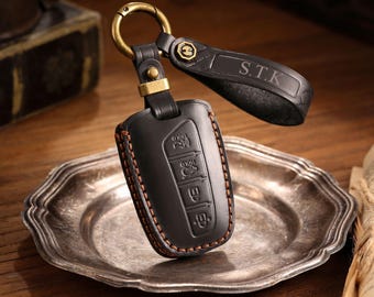 Handmade Leather Key Fob Cover Fit for Hyundai ix45, Personalized Leather Car Key Case, Birthday Gift for Him