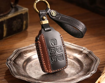 Personalized Leather Key Fob Cover Fit for Land Rover Range Rover Evoque Discovery Sport Land Rover Range Rover Velar etc, Gift for Him