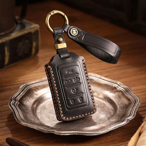 Personalized Leather Key Fob Cover Fit for Jeep Grand Cherokee Horse Herder etc, Handmade Leather Car Key Case, Birthday Gift for Him