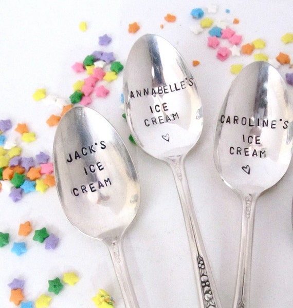 Items similar to Personalized Ice Cream Spoon Vintage Silverplate