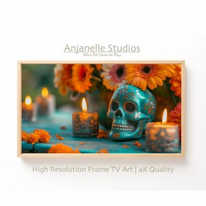 Samsung Frame, Dias De Los Muertos, Day of the Dead, Halloween, Samsung Frame TV Art, fall skull decor photography, AnjanelleStudios, TV227