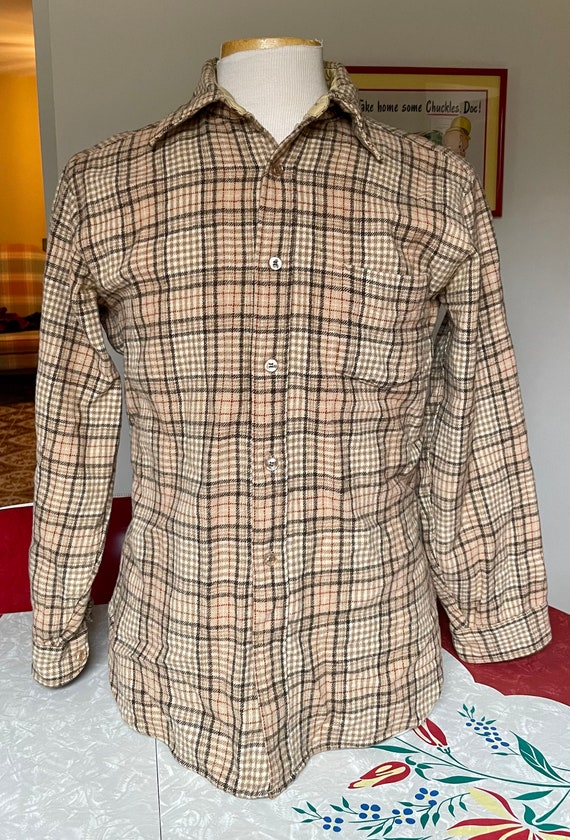 Vintage Pendleton Tan Plaid Flannel - men’s L