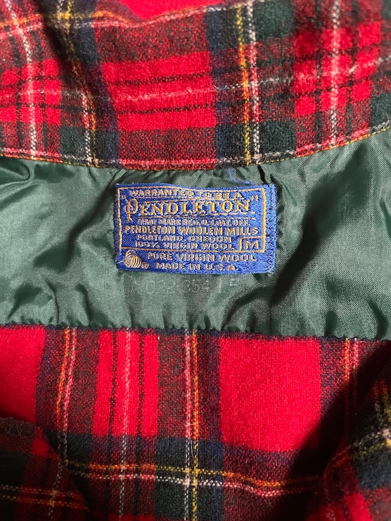 Vintage Sleeveless Pendleton Red Plaid Flannel - … - image 6