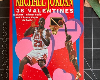 Tarjetas de San Valentín de Michael Jordan de principios de los 90 • Caja de 38 unidades sin abrir • Maestro, eres un éxito asegurado • San Valentín escolares • Cleo