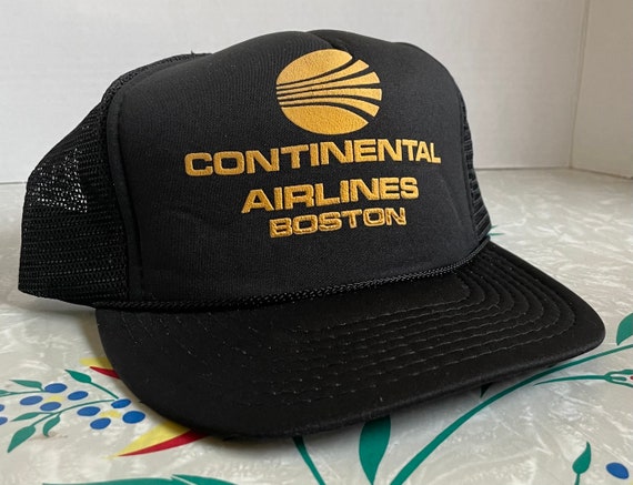 1980s Continental Airlines Boston mesh snap back … - image 1