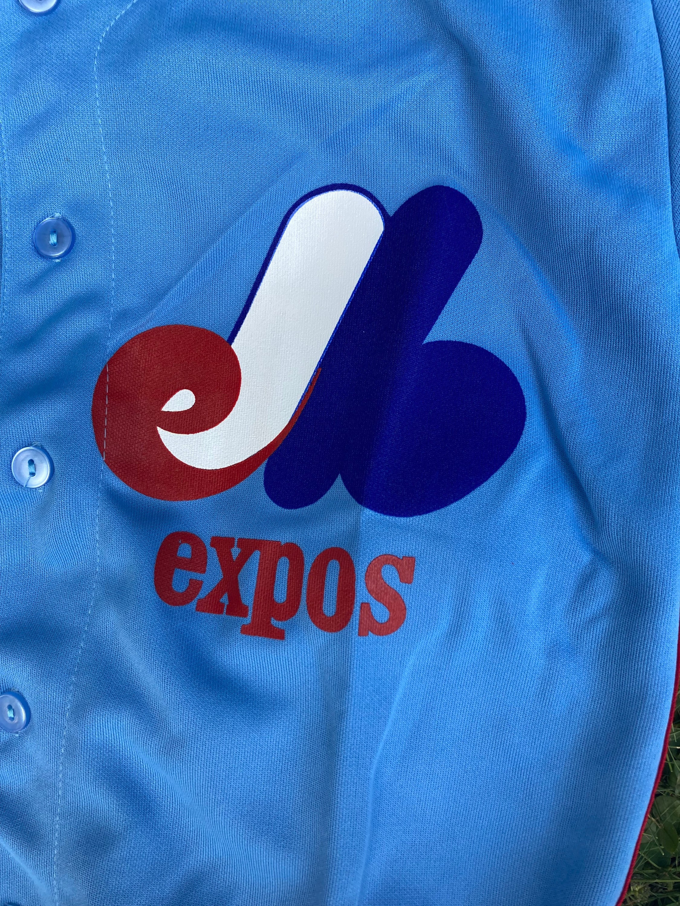 JoshRickun 1980s Vintage Montreal Expos Jersey - Button Up - Official License MLB Pro-Knit