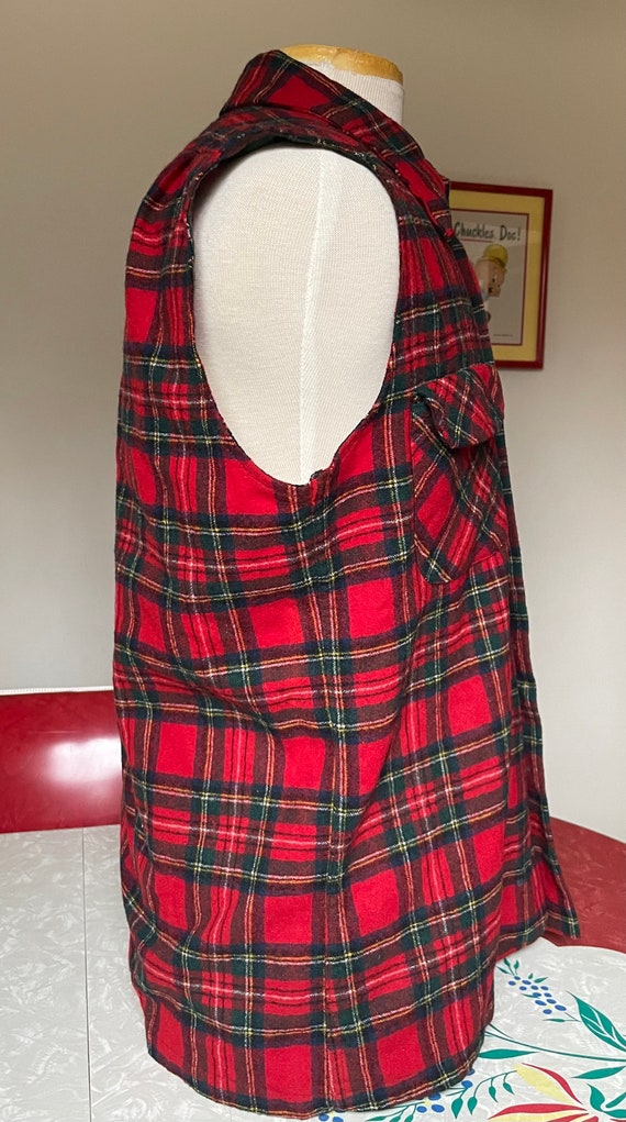 Vintage Sleeveless Pendleton Red Plaid Flannel - … - image 4