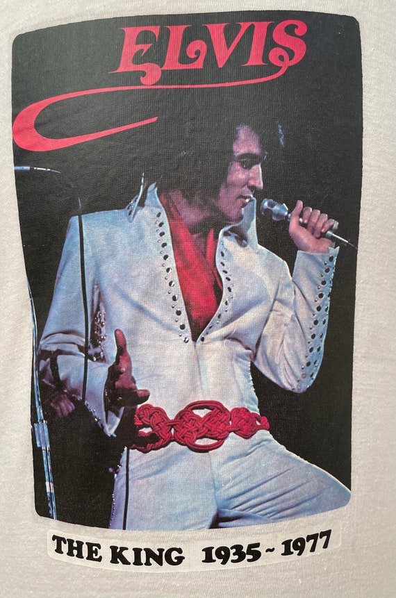Vintage Elvis Iron-On Ringer Tshirt - Medium - 1935 ~ 1977 :( View 2
