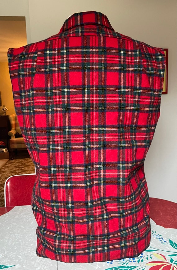 Vintage Sleeveless Pendleton Red Plaid Flannel - … - image 3