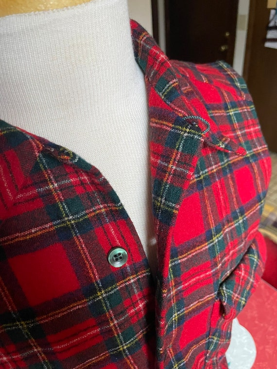 Vintage Sleeveless Pendleton Red Plaid Flannel - … - image 2