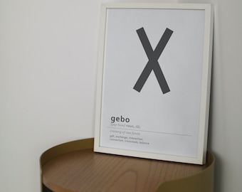 Gebo Rune Print, Viking Home Decor, Norse Symbol (Digital Download)