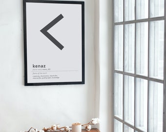 Kenaz Rune Print, Minimalist Viking Decor (Digital Download)
