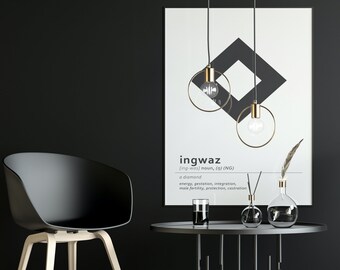 Printable Viking Rune Ingwaz, Norse Decor (Digital Runes)