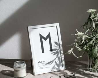 Ehwaz Rune Print, Nordic Black and White Decor (Digital Download)