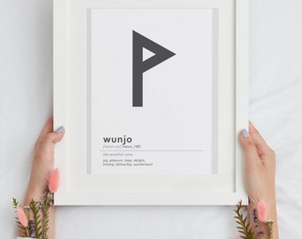 Wunjo Rune Print, Viking Decor, Nordic Home Art (Digital Download)