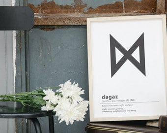 Dagaz Rune Print, Elder Futhark, Viking Decor (Digital Download)