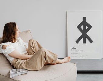 Thor Bindrune Print: Viking Wall Art, Black & White (Digital Download)