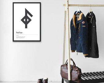 Viking Healing Rune Print, Norse Heilsa Symbol (Digital Download)