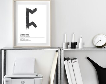 Perdhro Rune Print, Scandinavian Norse Decor (Digital Download)