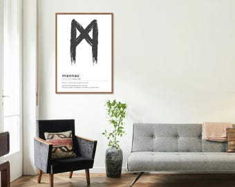 Printable Mannaz Rune, Viking Decor (Digital Download)
