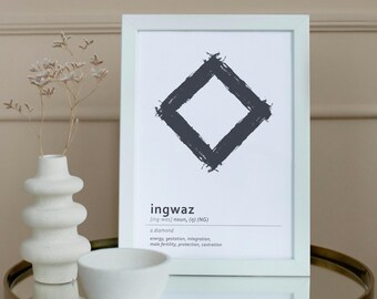 Ingwaz Rune Print, Viking Nordic Decor (Digital Download)
