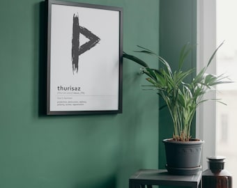 Thurisaz Rune Print, Viking Decor, Elder Futhark Art (Digital Download)