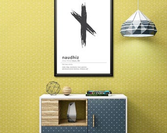 Naudhiz Rune Print, Viking Symbol, Nordic Decor (Digital Download)