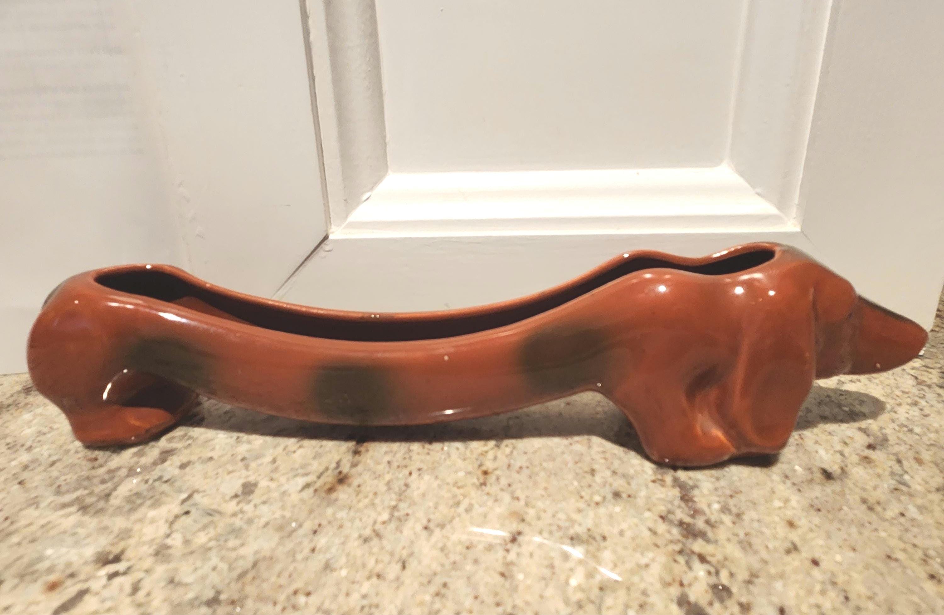 Vintage Ceramic Dachshund Dog Succulent Planter
