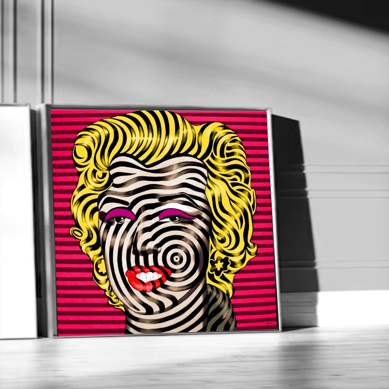 Marilyn Monroe Pop Op Art Fine Print, Celebrity Portrait Hollywood