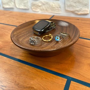 Walnut Jewelry Dish - Hand Made Catchall Tray / Bowl