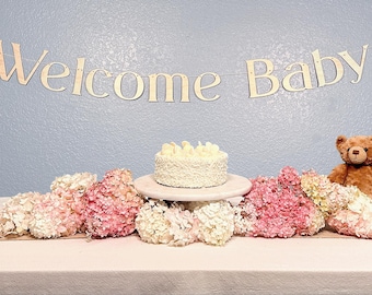 Welcome Baby Banner: Baltic Birch Wood, Modern Party Decor