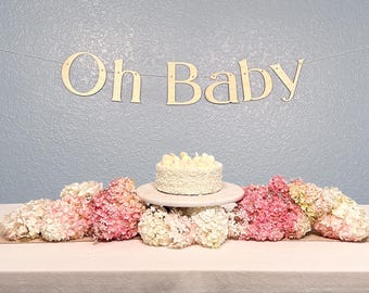 Baltic Birch 'Oh Baby' Banner: Modern Baby Shower Decor