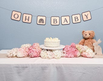 Oh Baby Wood Block Banner: Modern Baby Shower Decor