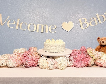 Welcome Baby Banner: Baltic Birch Wood, Modern Baby Shower Decor
