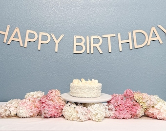 Personalized Wood Happy Birthday Banner: Modern Party Decor