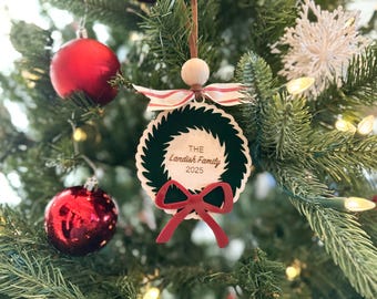 Personalized Modern Ornament 2025 | Christmas Wreath