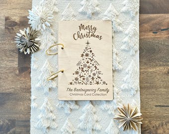 Personalized Wooden Christmas Card or Photo Album: Christmas Tree