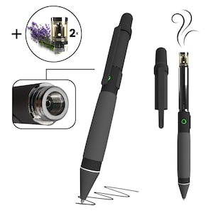 Penjamin Aromatherapy Writing Pen Battery – Twist-to-Write Scent Diffuser Pen with Button Activation – Includes 2 Lavender Cartridges