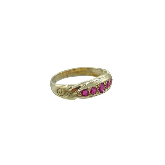 Vintage Five Ruby Ring in 9ct Gold Size UK M 1/2 … - image 4