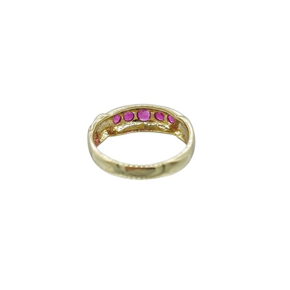 Vintage Five Ruby Ring in 9ct Gold Size UK M 1/2 … - image 5