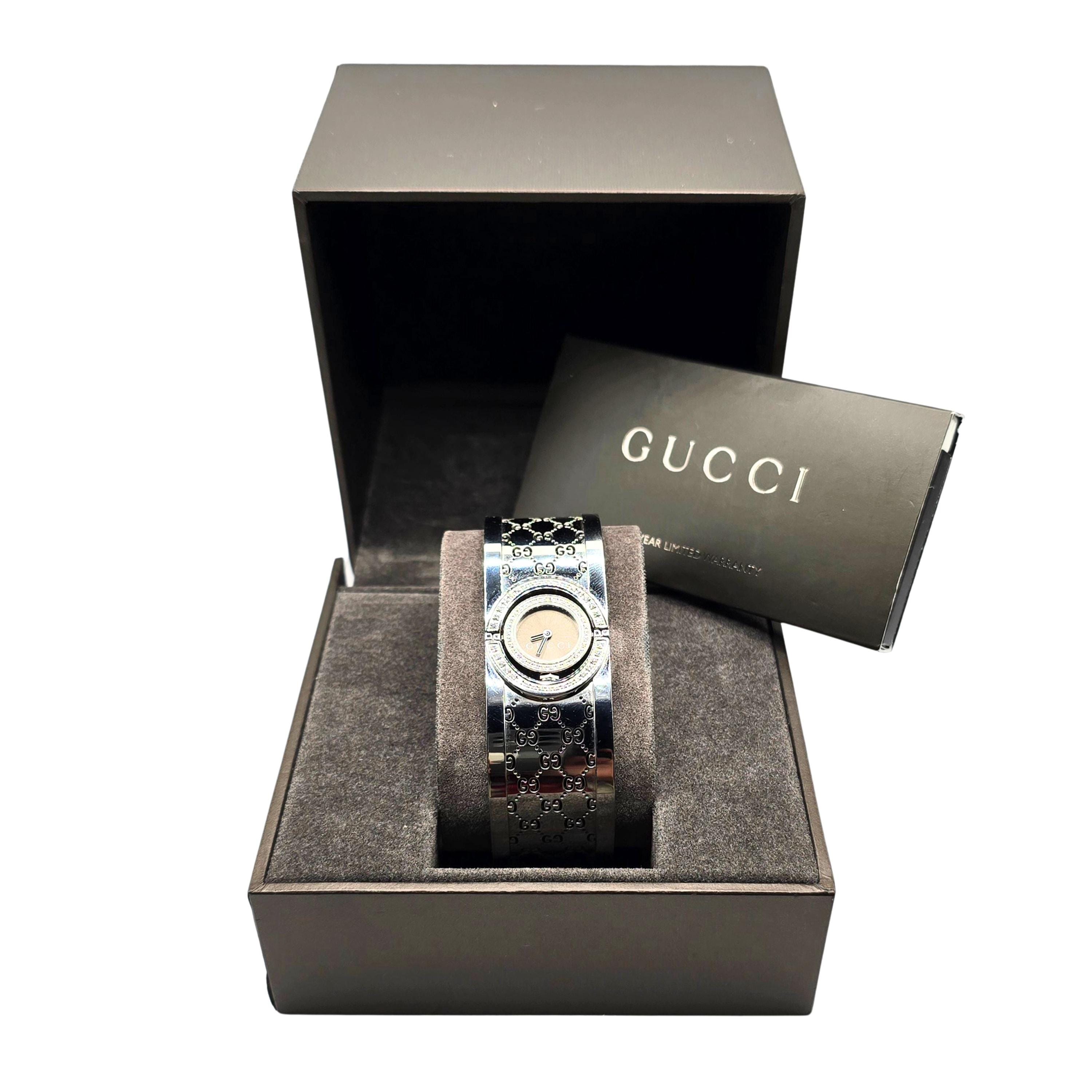 Vintage Gucci Twirl Reversible Bangle Cuff Watch With 