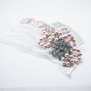 Swarovski Pearl Blush Bridal Comb - Pearl Hairpiece - Beaded Bridal Hair Comb