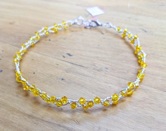 Yellow Swarovski Crystal Choker - Tuscan Sun Yellow Crystal Necklace - Crystal Beaded Choker