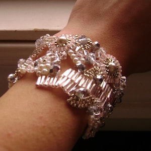 Bridal Statement Bracelet | Blush Pearls Bridal Bracelet | Swarovski Crystal Bridal Bracelet | Crystal & Pearls Bridal Cuff