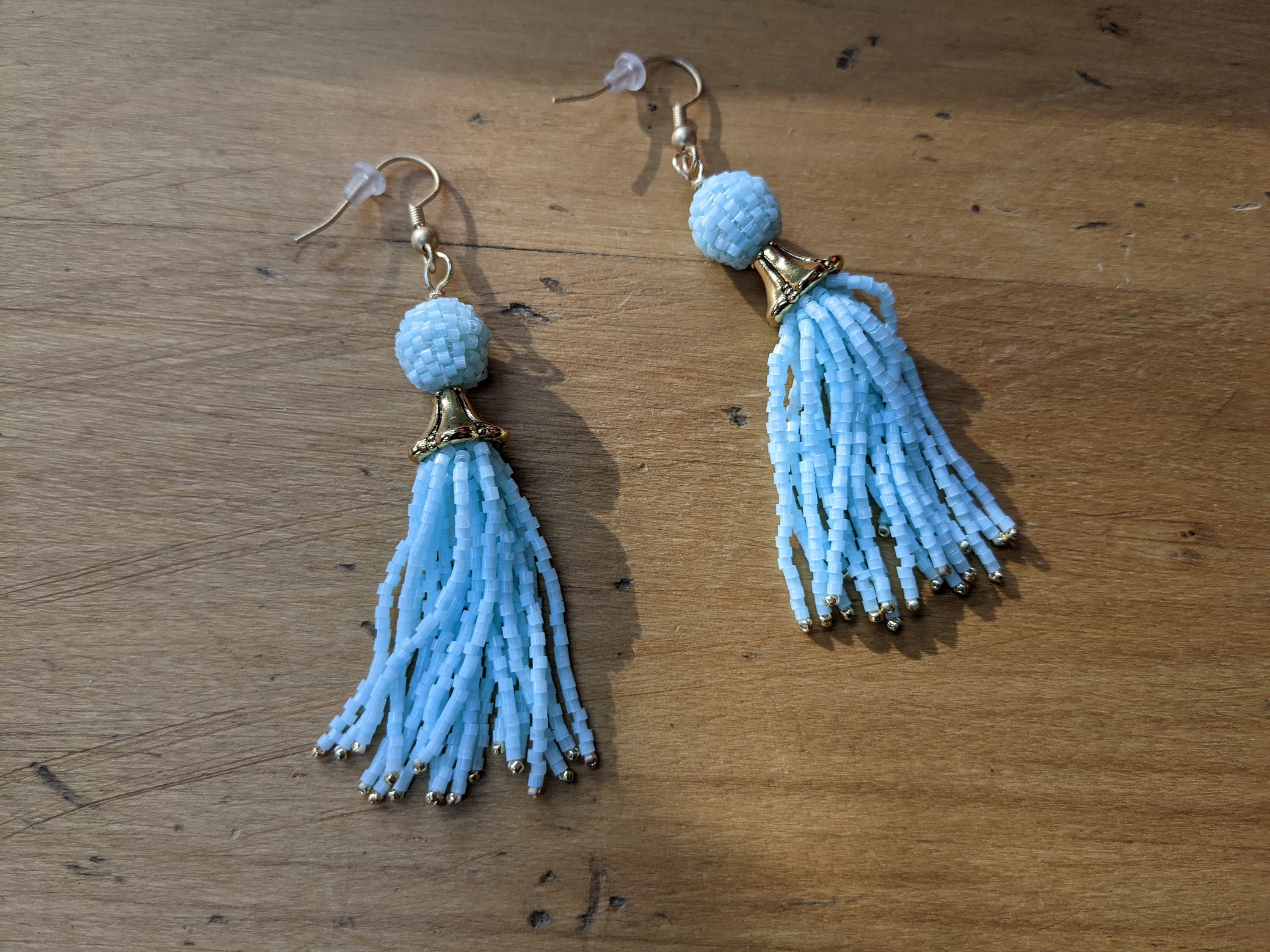 Blue Tassel Earrings - Etsy Canada