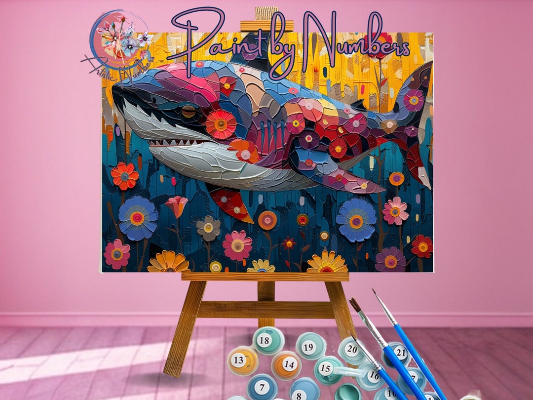 Vivid Shark Tank Paint By Number Artwork Illustration Vivid Shark Tank Paint By Number Artwork Illustration